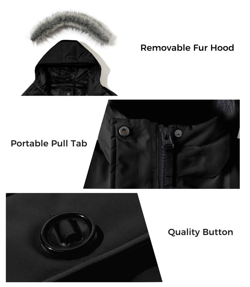 wantdo Winter Coat for Women Windproof Puffer Jacket Hooded Winter Jacket Black S - Image 5